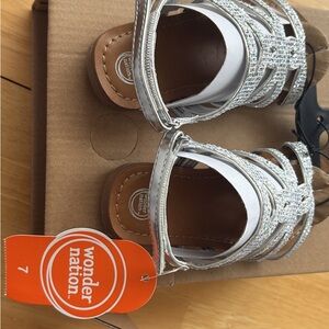 Wonder Nation Glittery Silver Kids Sandals